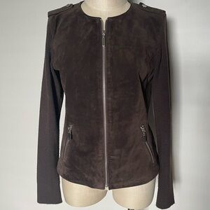 Vintage Bernardo washable brown suede jacket with sweater sleeves size S